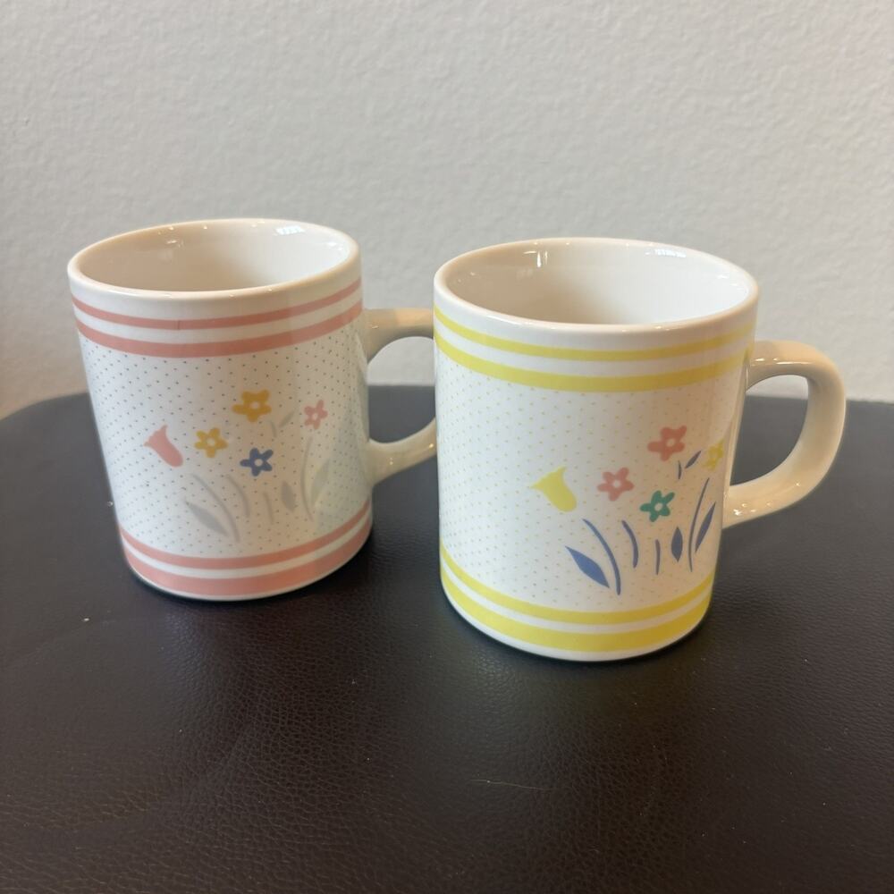 Vintage Coffee Cups Floral Striped Polka Dot Tea Mug 90s Cottagecore Grannycore